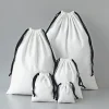White Pouch Drawstring Bag - Image 3