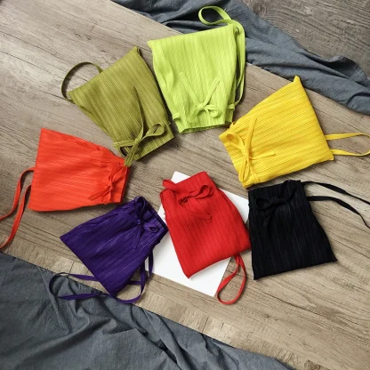 Pleated Solid Drawstring Bags - Image 7