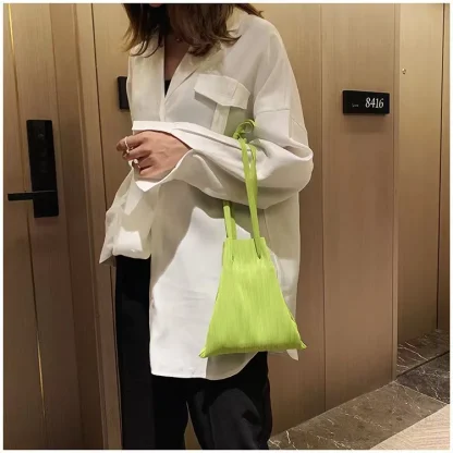 Pleated Solid Drawstring Bags - Image 3
