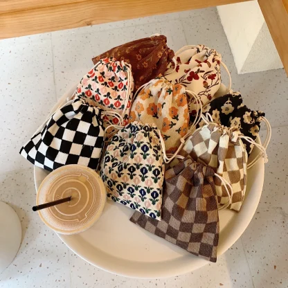 Checkered Pattern Drawstring Bags - Image 5